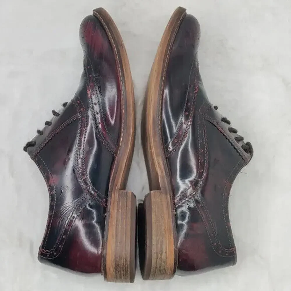 Burgundy Wingtip Lace Up Oxfords Dress Shoes 10.5
